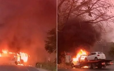 Se registra balacera y quema de vehículos en Cárdenas Tabasco