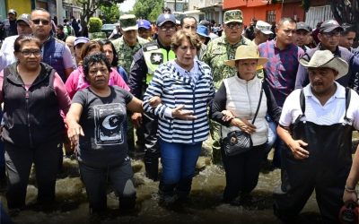Delfina Gómez visita Chalco tras 20 días de inundaciones