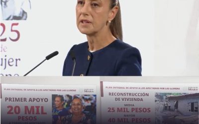 Claudia Sheinbaum anuncia plan de apoyo para familias damnificadas por las inundaciones